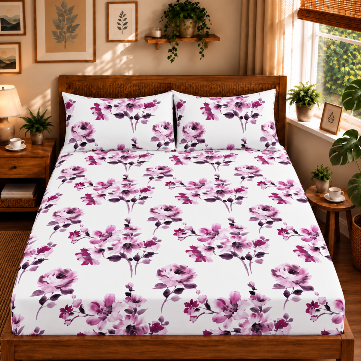 Bezha 100% Cotton Twill Sateen 180TC King Size Bedsheet
