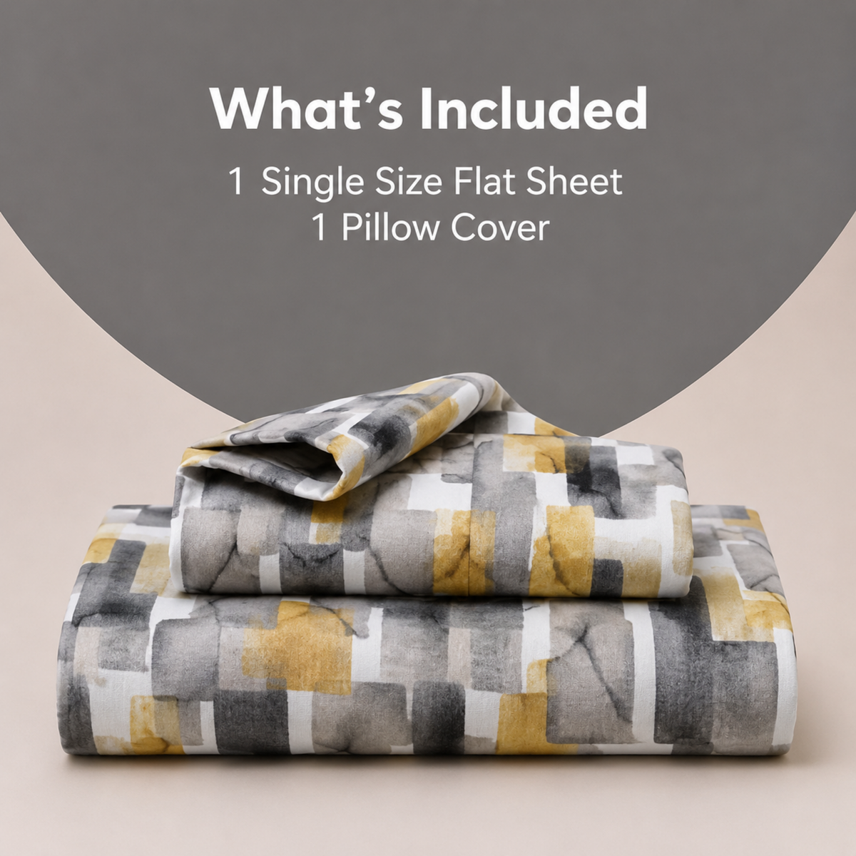 Geometric Print Cotton Bedsheet - Black & Yellow