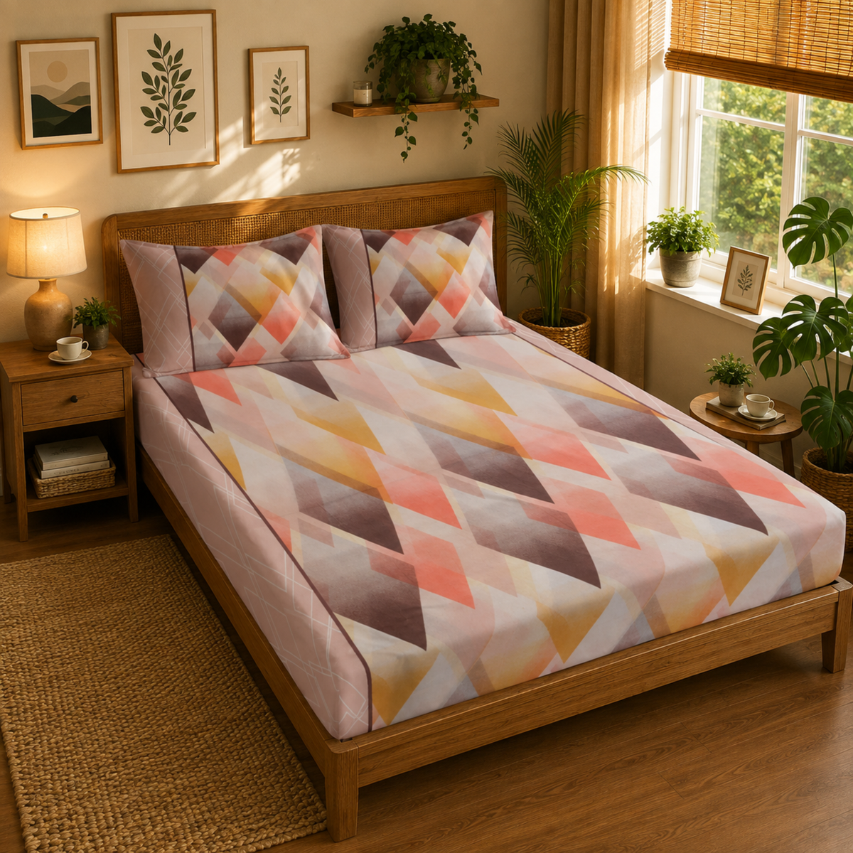 Fantasy Gold 100% Cotton Queen Size Double Bedsheet