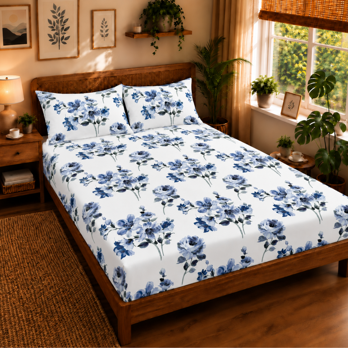 Bezha 100% Cotton Twill Sateen 180TC King Size Bedsheet