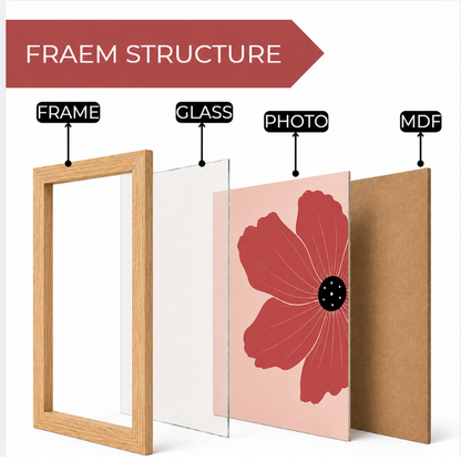 Oversized red poppy flower illustration on blush pink background