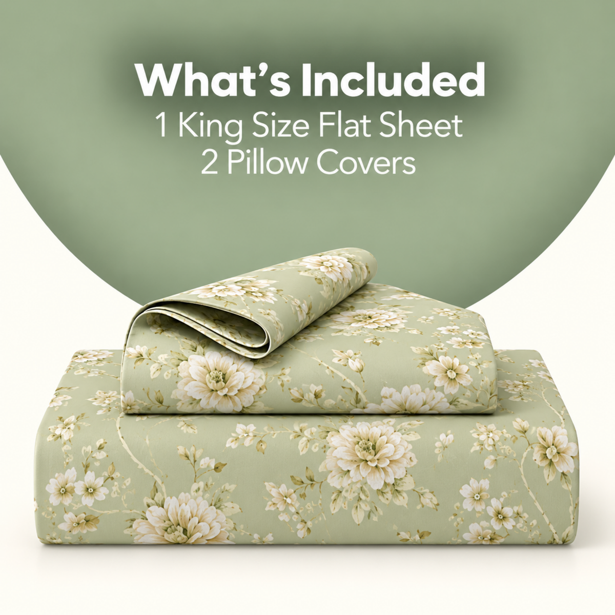 Elyx Floral Kingsize Bedsheet - Green