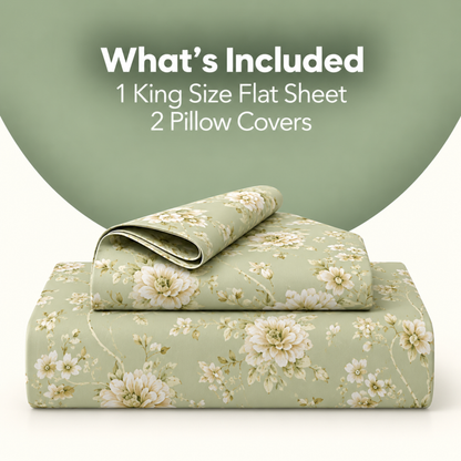 Elyx Floral Kingsize Bedsheet - Green