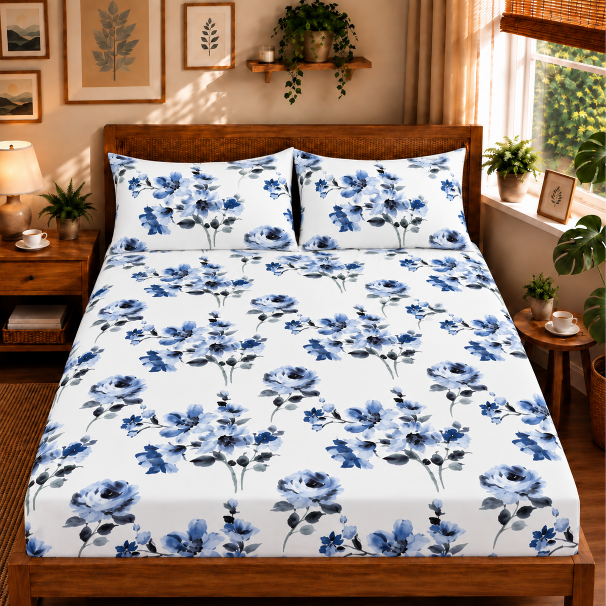 Bezha 100% Cotton Twill Sateen 180TC King Size Bedsheet
