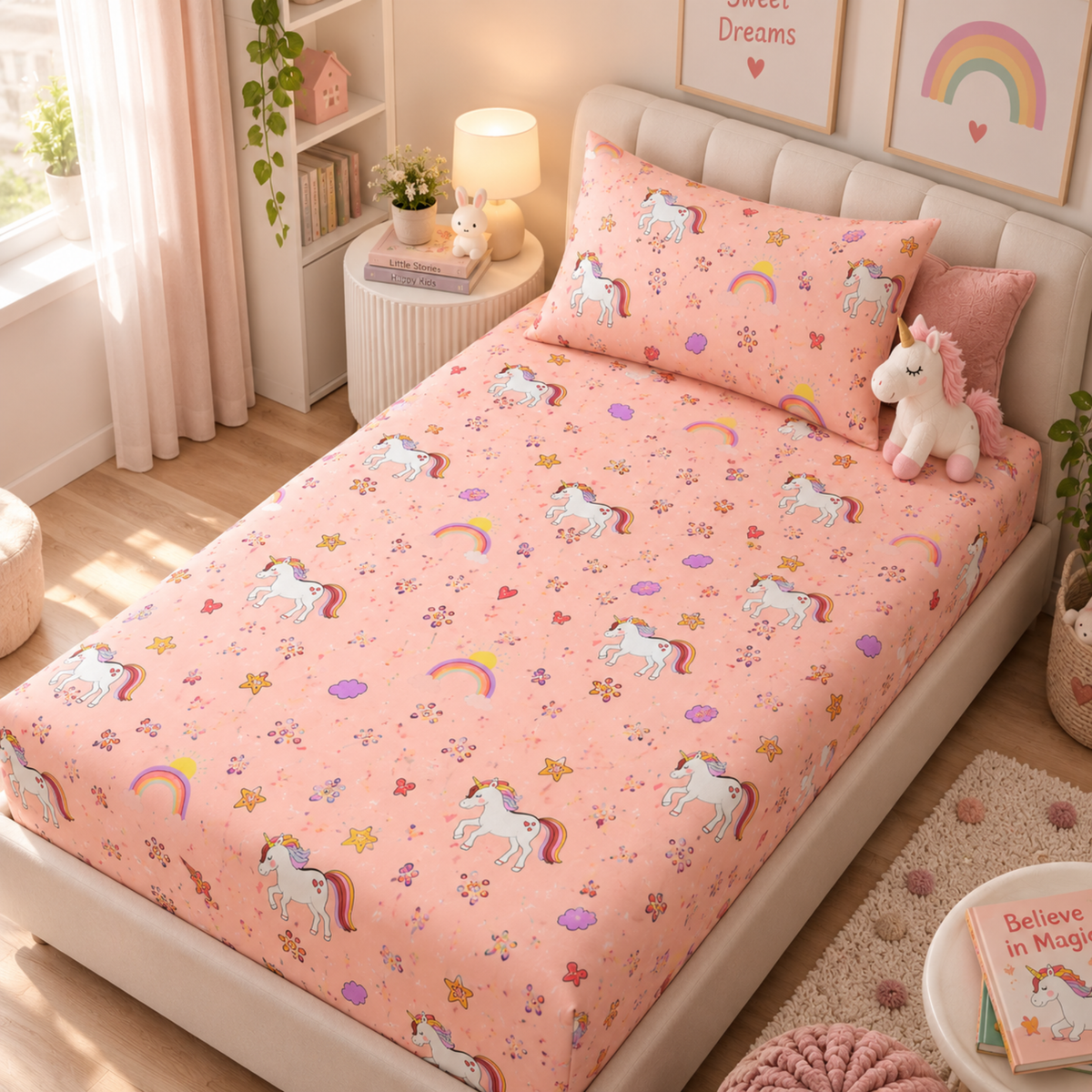 Magical Unicorn Bedsheet for Kids - Enchant Dreams with Delight