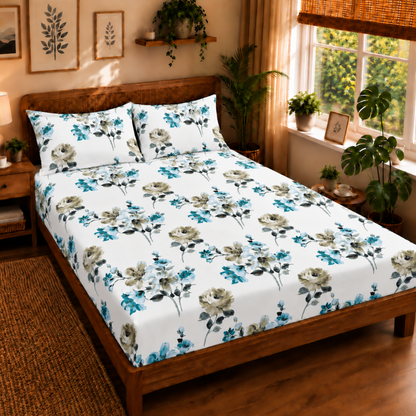 Bezha 100% Cotton Twill Sateen 180TC King Size Bedsheet