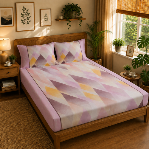 Fantasy Gold 100% Cotton Queen Size Double Bedsheet