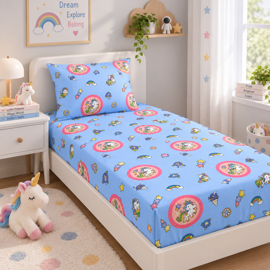 Embrace the Magic: Unicorn-Themed Bedsheet for Kids