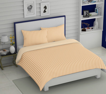 Pure Luxe - 100% Cotton 210 TC Satin Stripe King Size Bedsheet - Beige