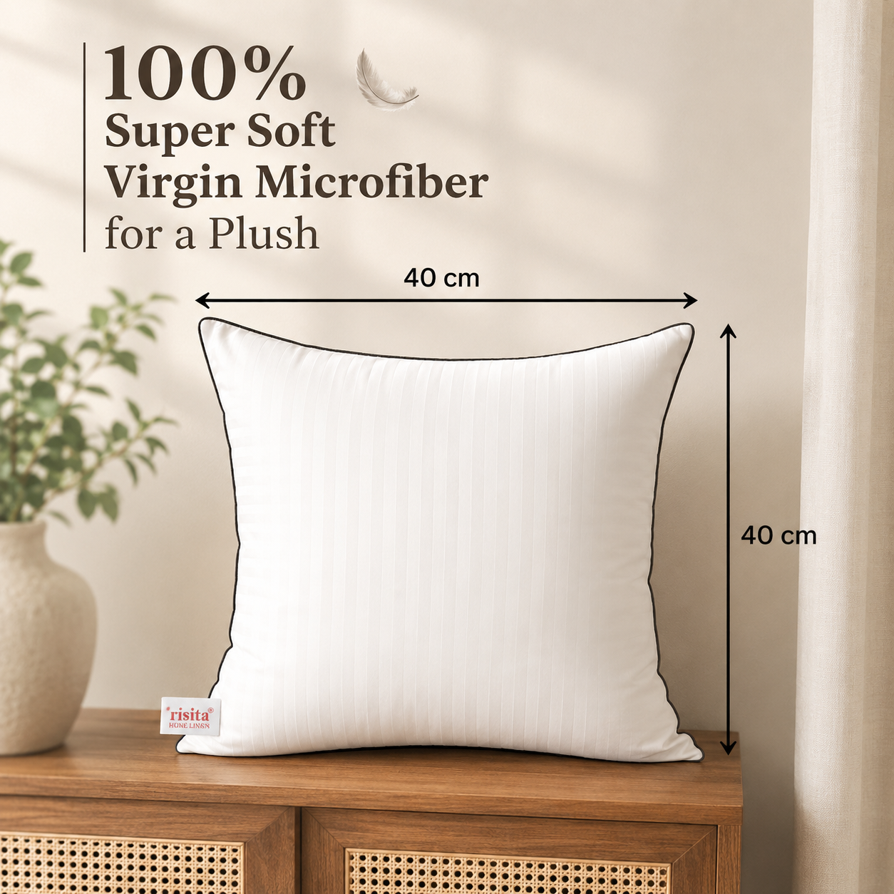 Risita Home Linen Microfibre Cushion Pack (White, Black)