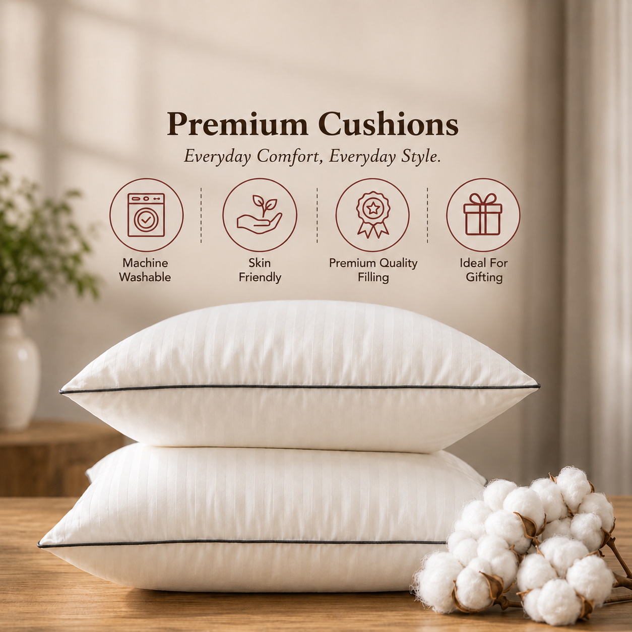 Risita Home Linen Microfibre Cushion Pack (White, Black)