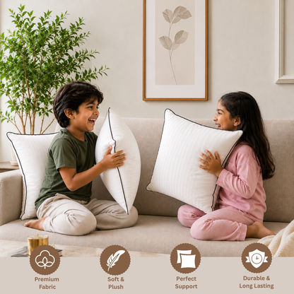 Risita Home Linen Microfibre Cushion Pack (White, Black)