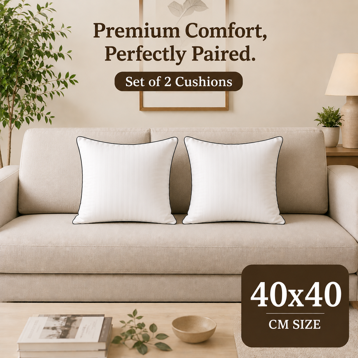 Risita Home Linen Microfibre Cushion Pack (White, Black)