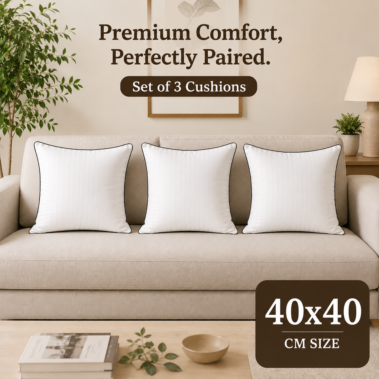Risita Home Linen Microfibre Cushion Pack (White, Black)