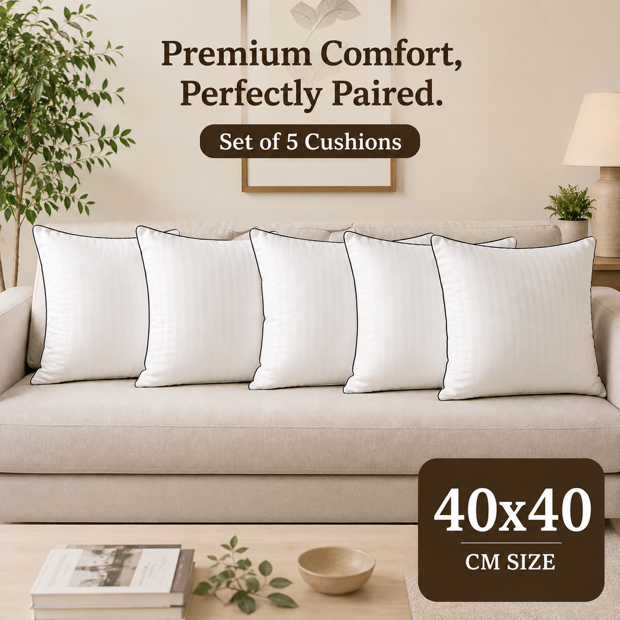 Risita Home Linen Microfibre Cushion Pack (White, Black)