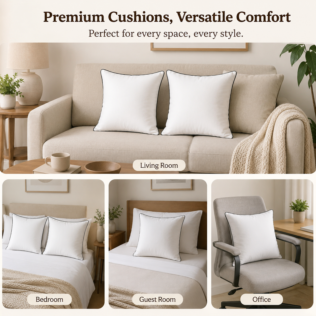 Risita Home Linen Microfibre Cushion Pack (White, Black)