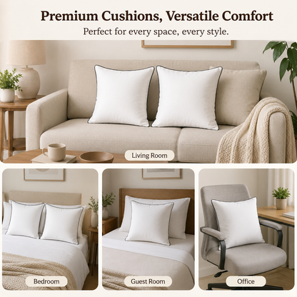 Risita Home Linen Microfibre Cushion Pack (White, Black)