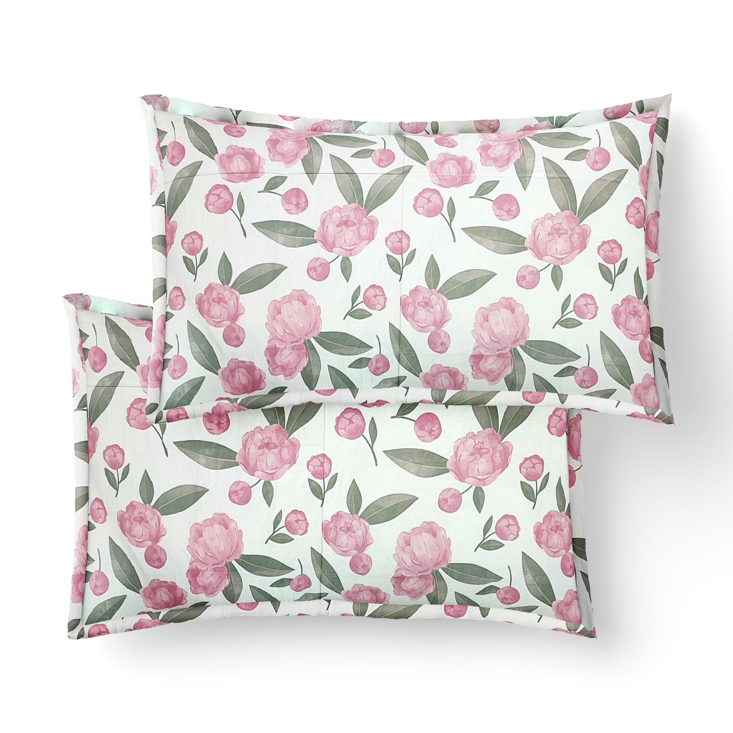 Elegance 100% Cotton King Size Bedsheet - Pink & Green